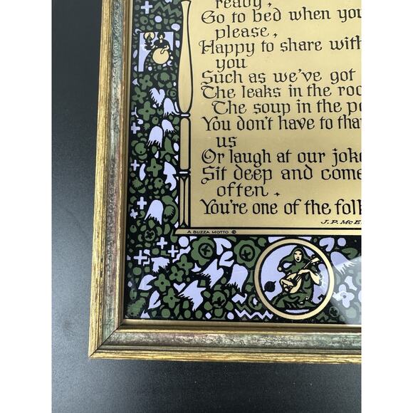 Antique Celtic 1922 WELCOME GUEST Poem Art Nouveau Framed Artist JP Mc Evoy - Picture 6 of 9